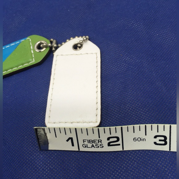 Coach 2 Leather Hang Tags Stripes Key Fob Key Chain Charm - Picture 7 of 11